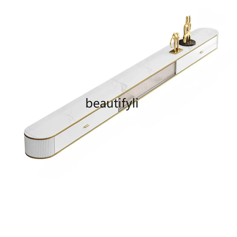 

Hanging TV Cabinet Light Luxury Stone Plate Solid Wood Ultrathin and Simple Modern Blocking Socket Suspension Wall-MountedAsmt09