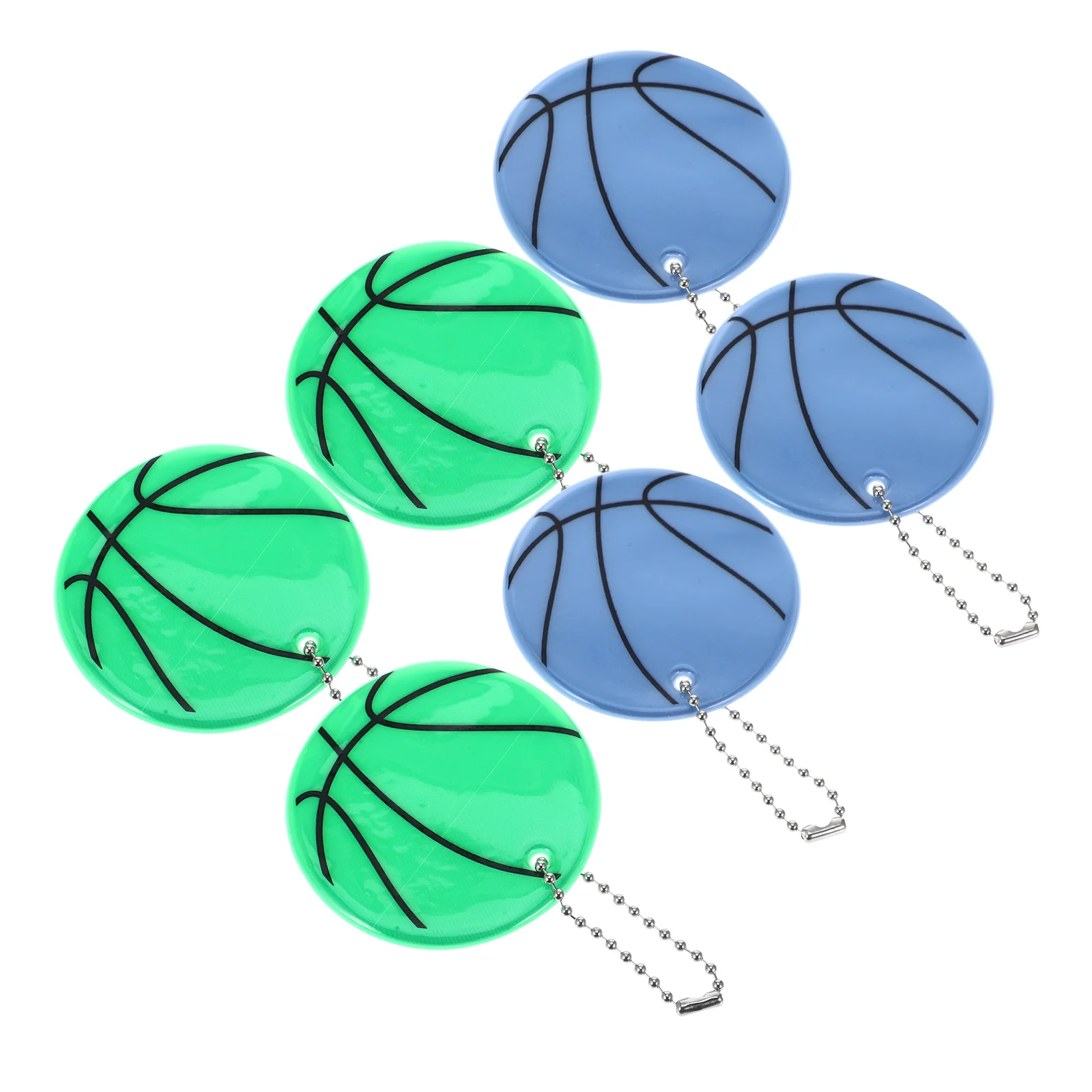 

6pcs Basketball Pendant Keychain 6cm PVC Badge for Backpacks Plastic Reflective Keychains Keys Bicycles Night Sports