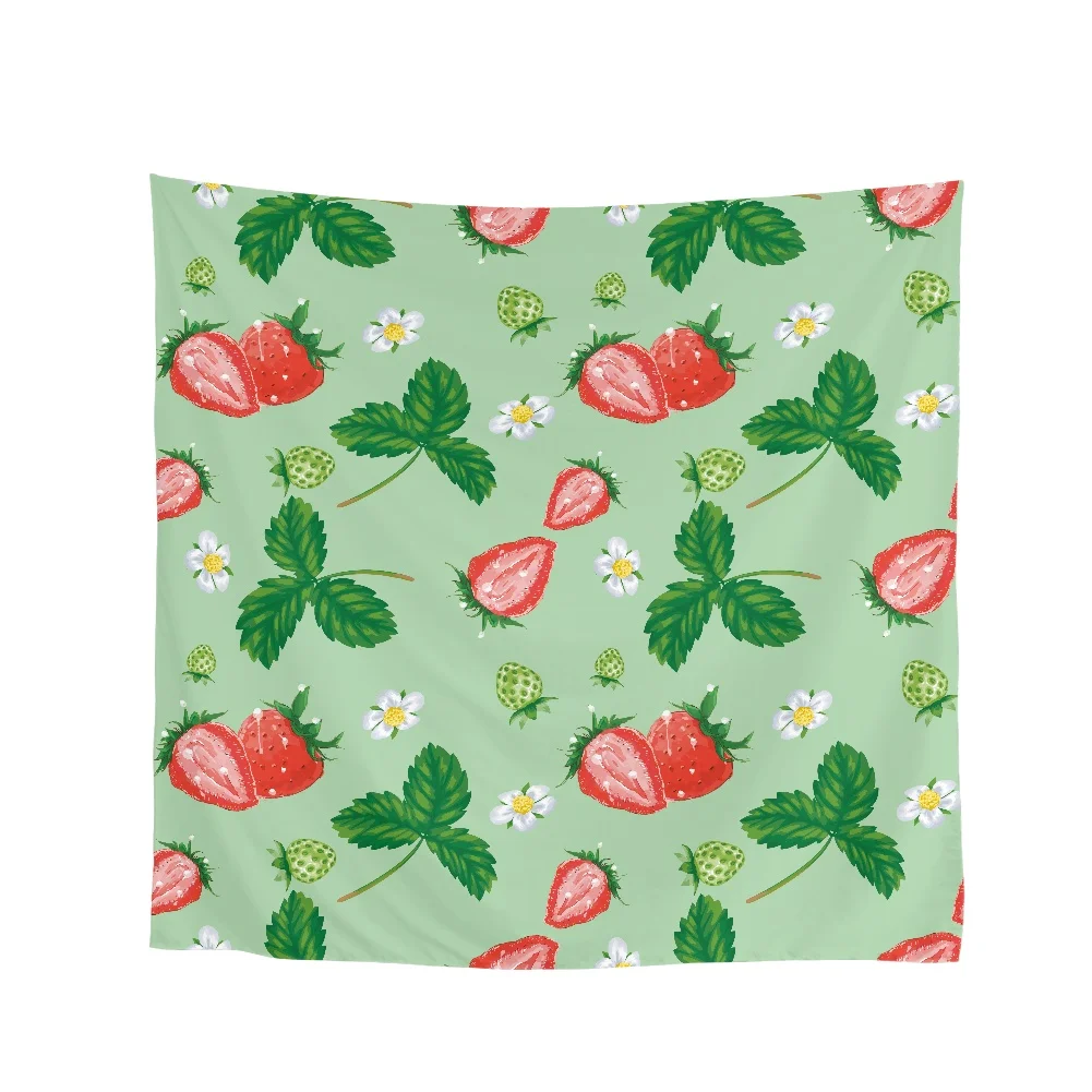 

2022 Latest Style Fresh Strawberry Print Scarf Ladies satin 90*90cm large square scarf women's fashion headscarf