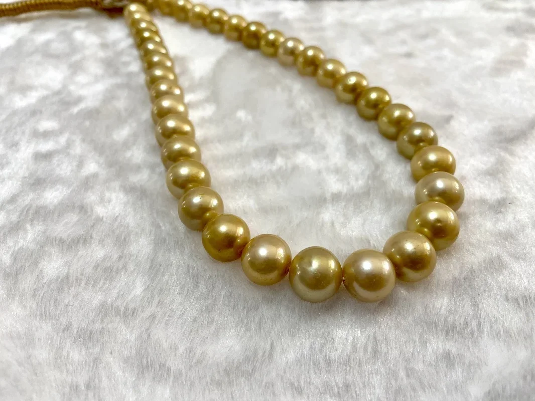 

Fashion 11-12mm Design Necklace for Women Natural Pearls Golden Nearly Round Female's Fine Jewelry Gifts 925 sterling silver