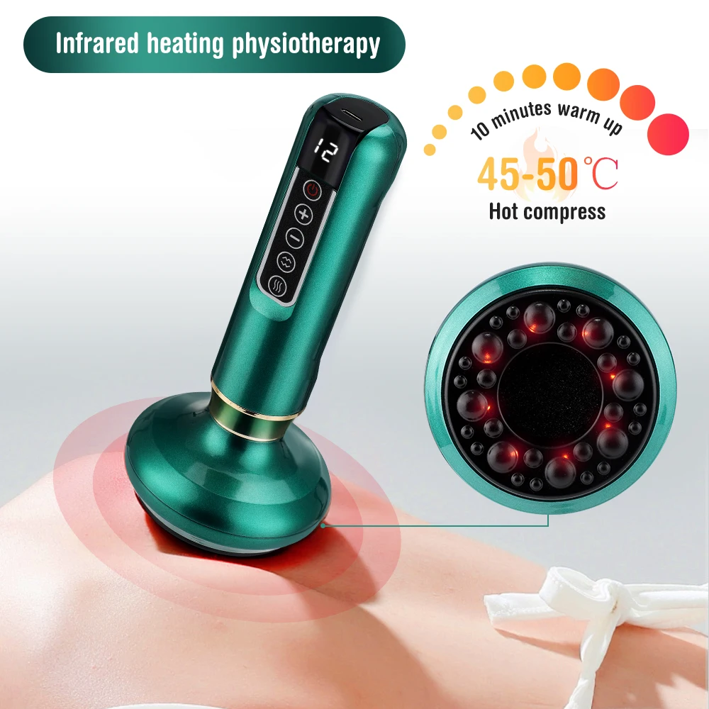 12 Levels Intelligent Negative Pressure Cupping Massager Wireless Scraping Apparatus Heating Dredge Meridian Relieve Fatigue