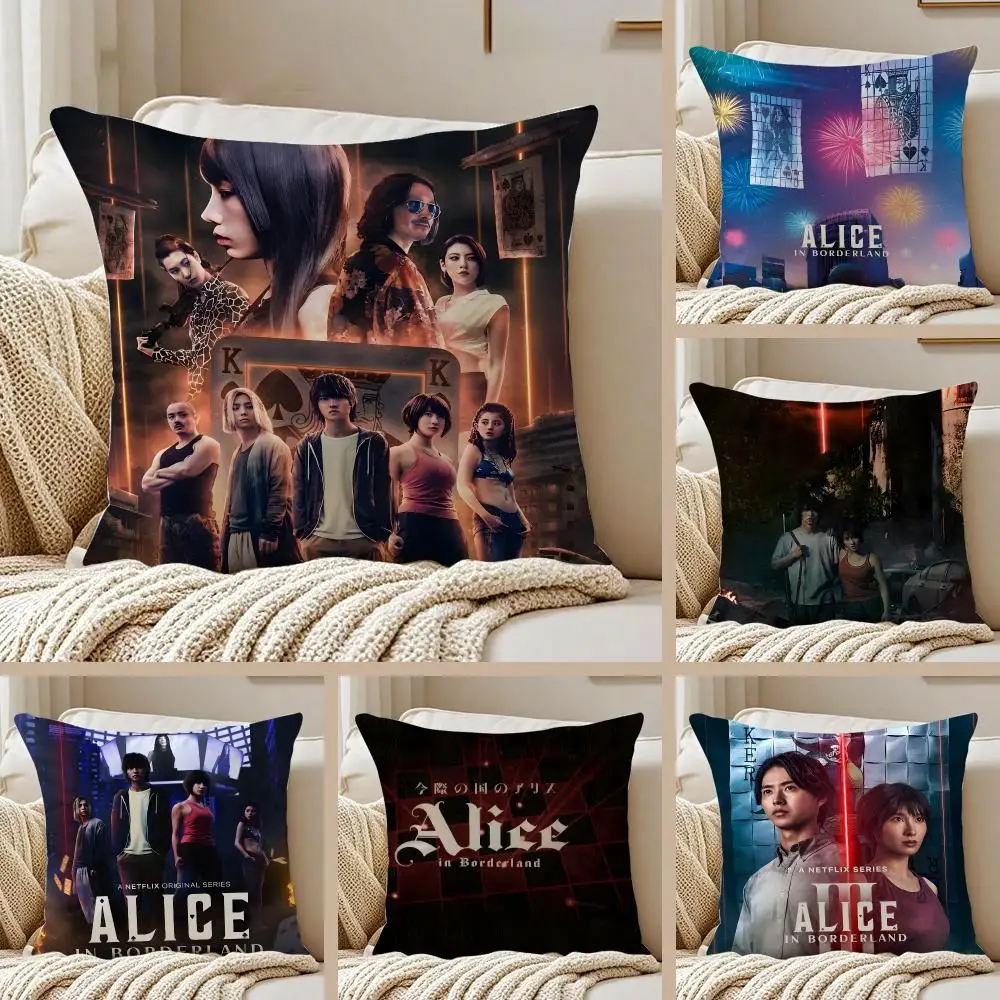 Survival Thriller Anime A-Alice in Borderland Cushion Cover Pillowcase Anti-dustmite Invisible Zipper Short Plush Sofa Cushion
