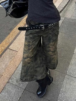 بنطال جينز نسائي بطول الركبة ، شورت جينز كلاسيكي ااااميركي ، بنطال رياضي ياباني كامو ، ملابس الشارع Y2K ، هاراجاكو بانك فضفاض ، الصيف