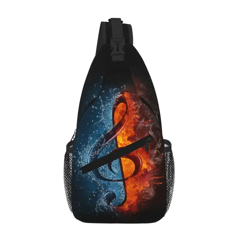 

Music Notes In Fire And Water Sling Crossbody Chest Bag Men Fashion Shoulder Backpack for Camping Biking