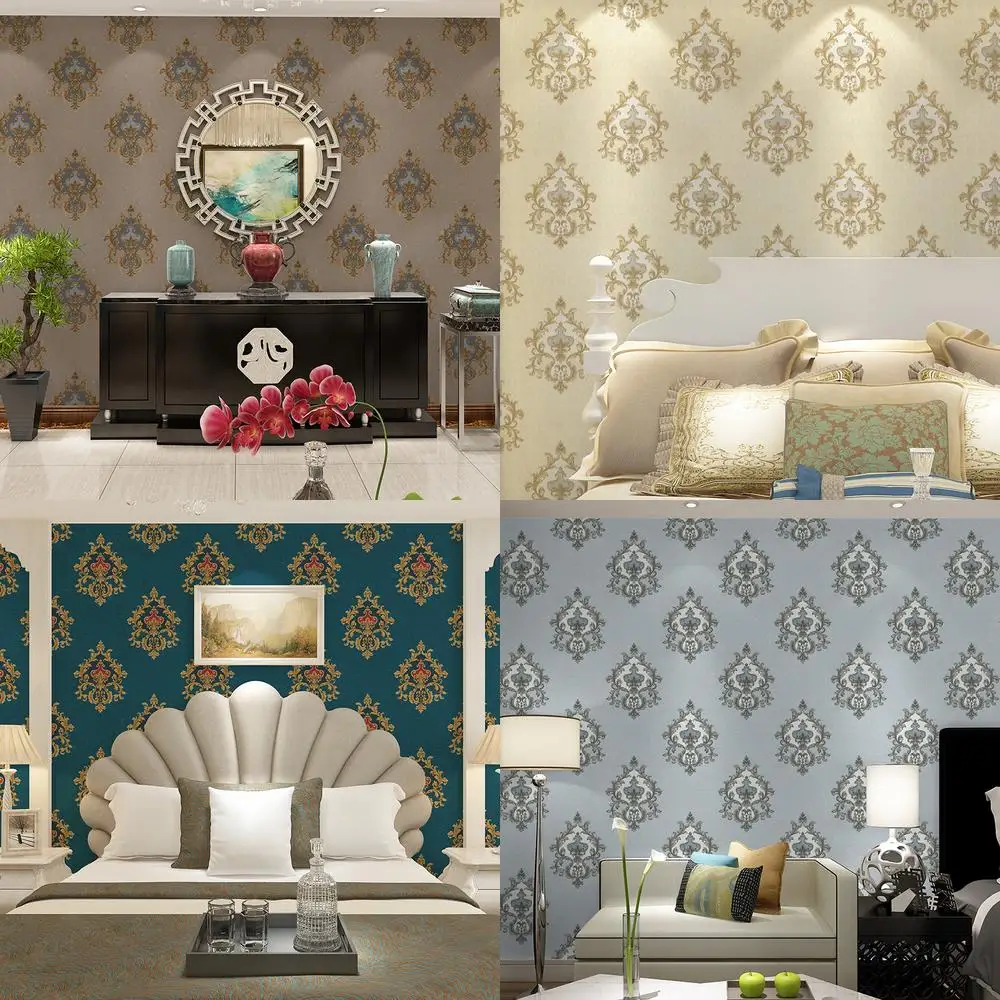 

3D Embossed European Style Wallpaper for Bedroom Living Room Dining Room Hotel TV Background Wall Decor