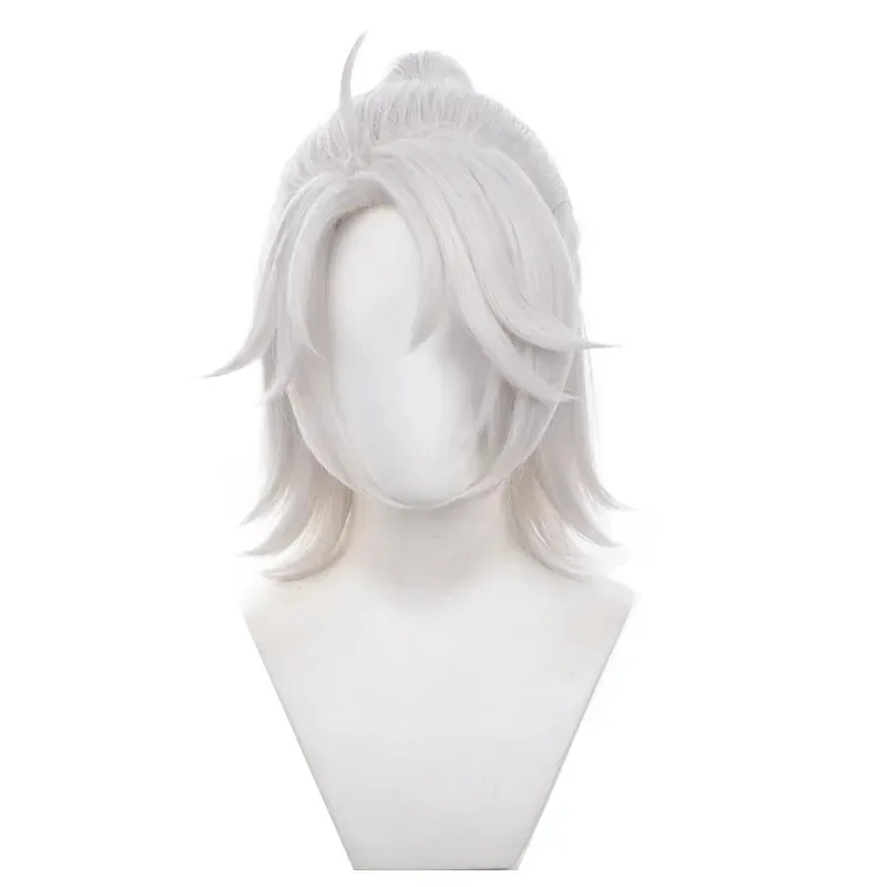 الهوية الخامس سجين لوكا البلسا الأرز شعر مستعار تأثيري أبيض قصير سماع مقاومة هالوين كرنفال لعبة حفلة لعب الأدوار غطاء شعر مستعار مجاني