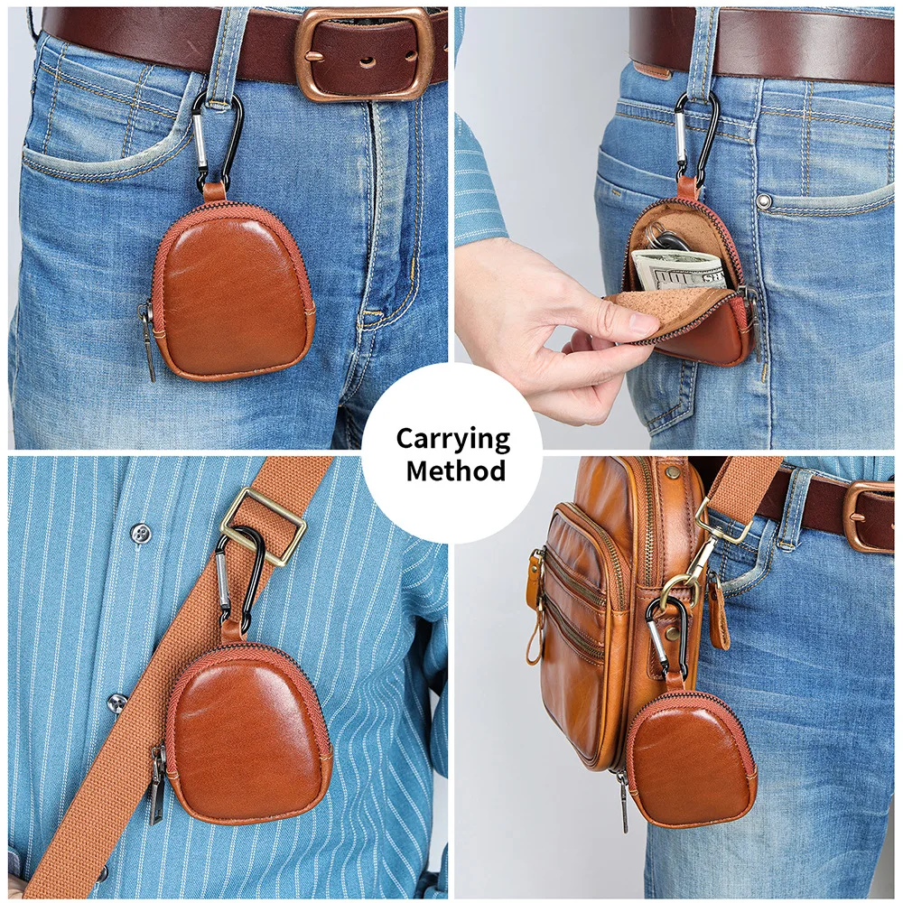 2026 new Retro genuine leather coin purse, multifunctional top layer cowhide mini zipper small wallet