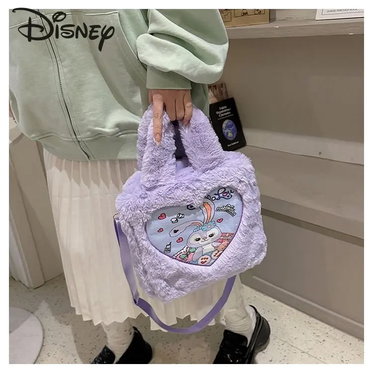 Disney Strawberry Bear New Women's Crossbody Bag Fashion Large Capacity Plush Shoulder Bag High Quality Cartoon Cute Handbag