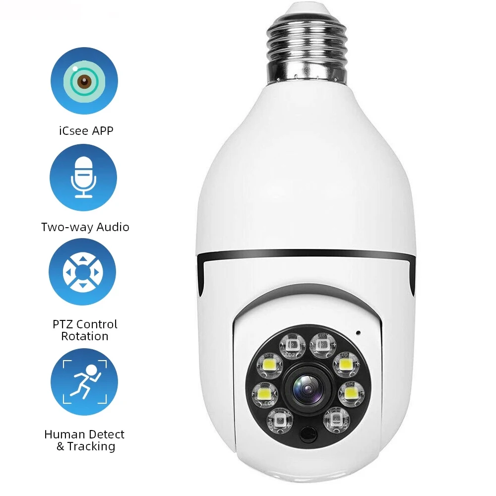 

iCSee 4MP WiFi IP PTZ Camera MIni E27 Bulb Wireless Camera Indoor Home Surveillance Real Time Monitor Auto Tracking Human Detect