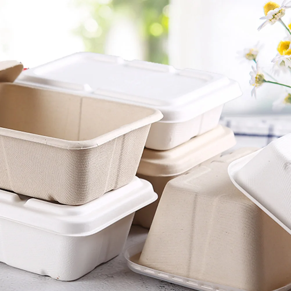 

10PCS EcoFriendly Disposable Boxes Bento Lunch Food Containers Temperature Resistant Heat Preservation Degradable Practical