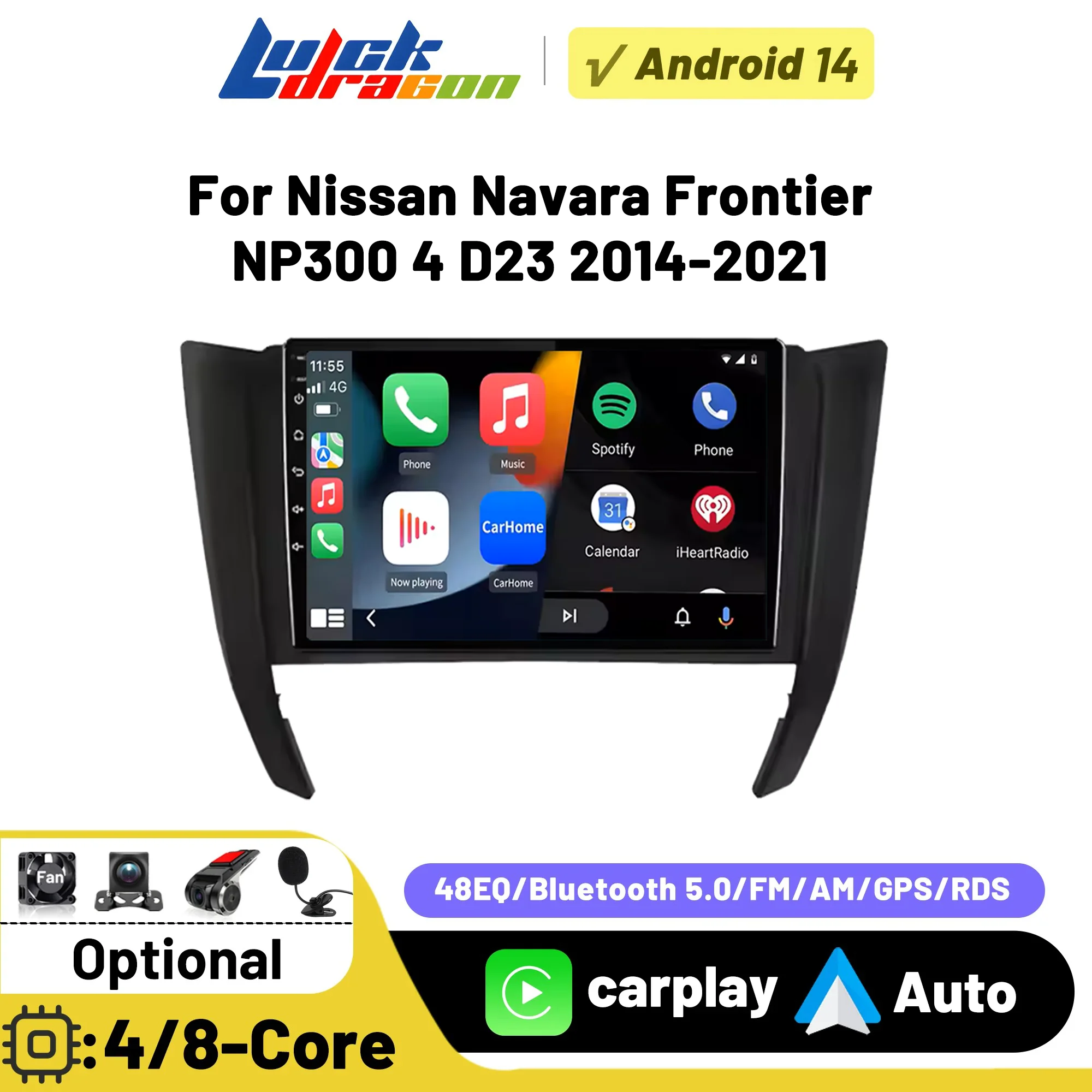 

Android 14 Car Radio Bluetooth For Nissan NAVARA Frontier NP300 2014-2021 Carplay Auto Multimedia Player Stereo GPS DSP FM Audio