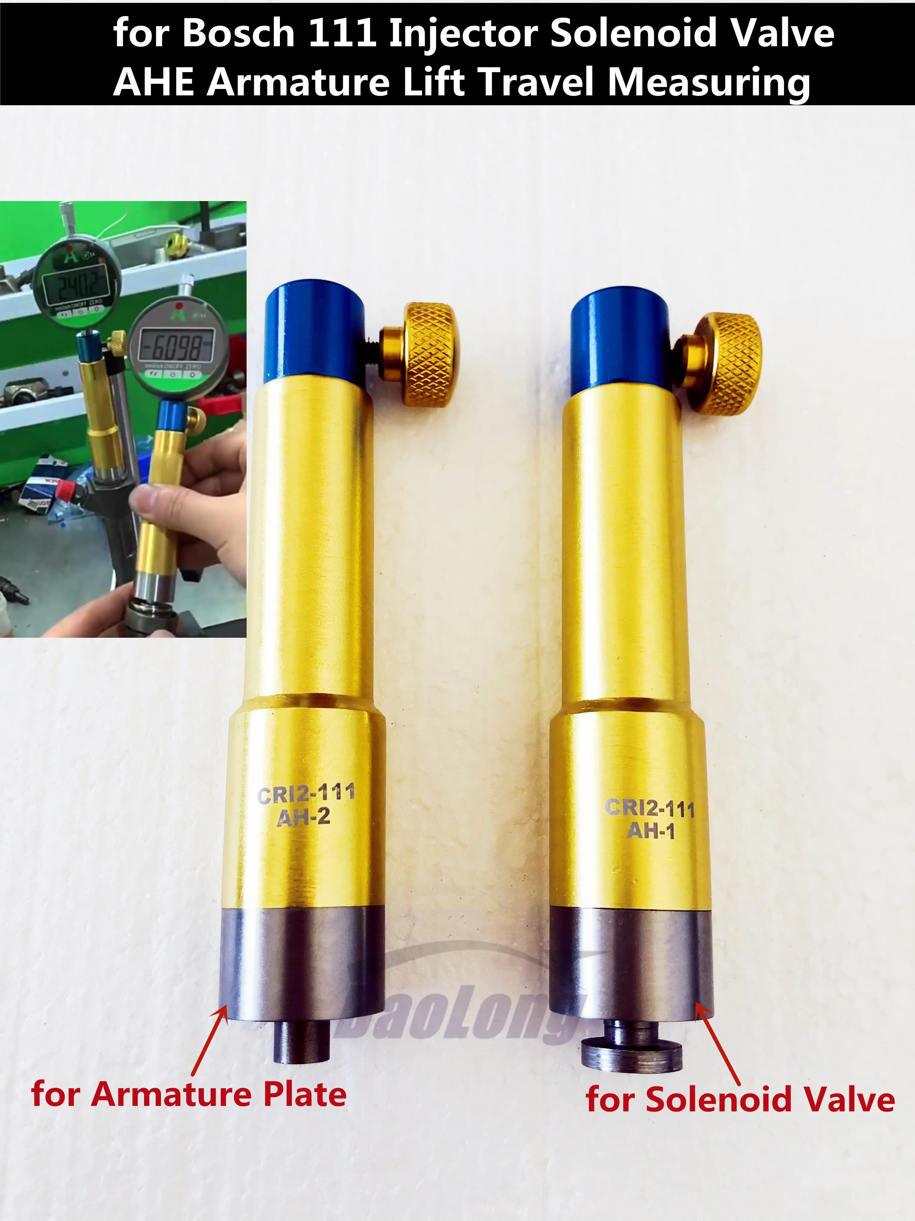 

2pcs for Bosch 0445 111 Diesel Common Rail Injector Solenoid Valve AHE Armature Lift Travel Measuring Test Seat