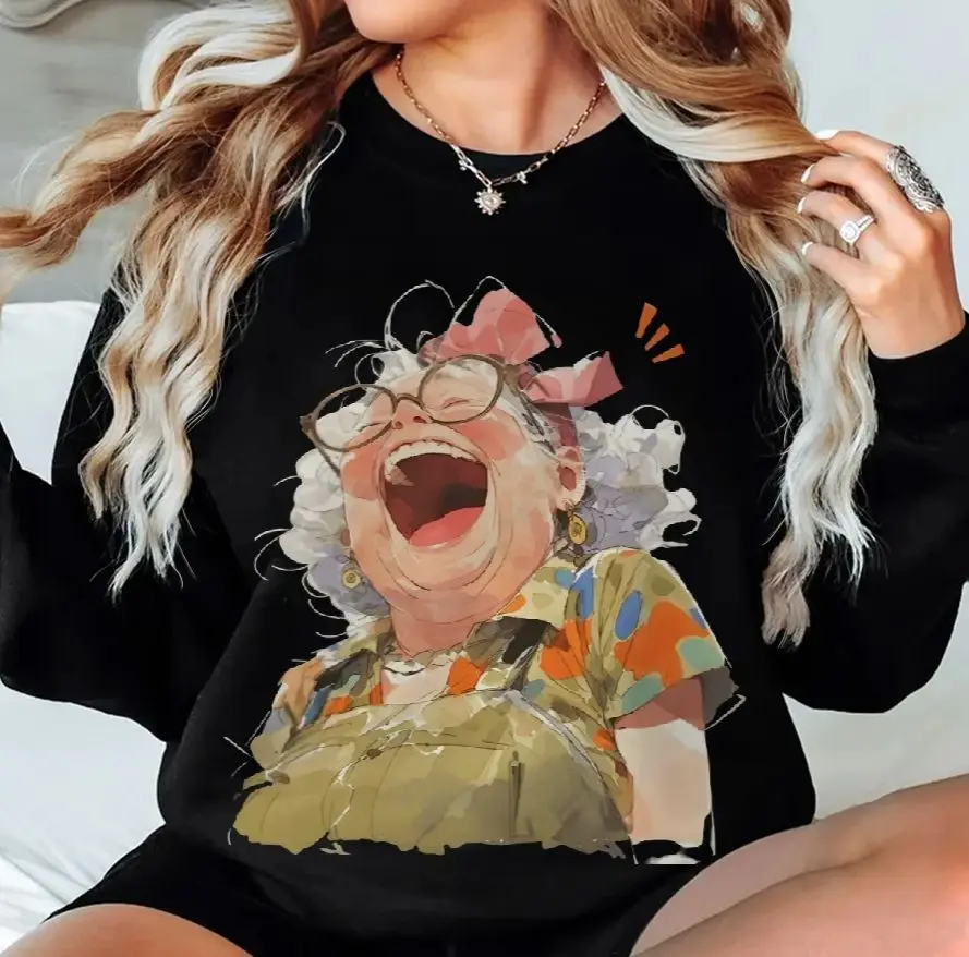 

Casual Crewneck Sweatshirt，Women's Hoodie, Y2K Graphic Sweatshirt, Hand-Painted Bunny Art, Korean Style Oversized,Warm Cozy Fall