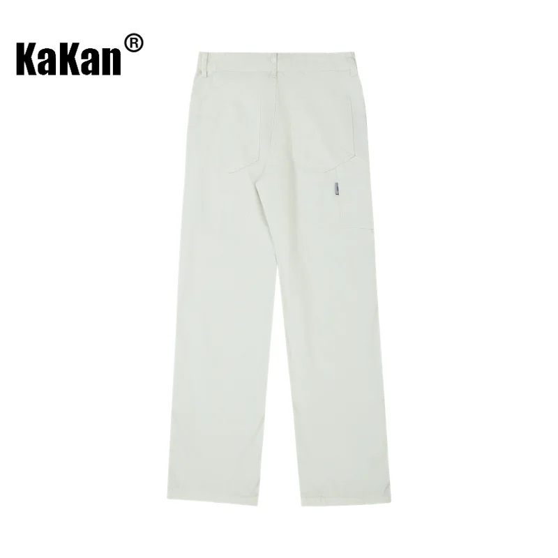 Kakan - European and American New Pure Cotton Solid Color Casual Jeans for Men, Youth White Green Straight Leg Long Jeans41-5830
