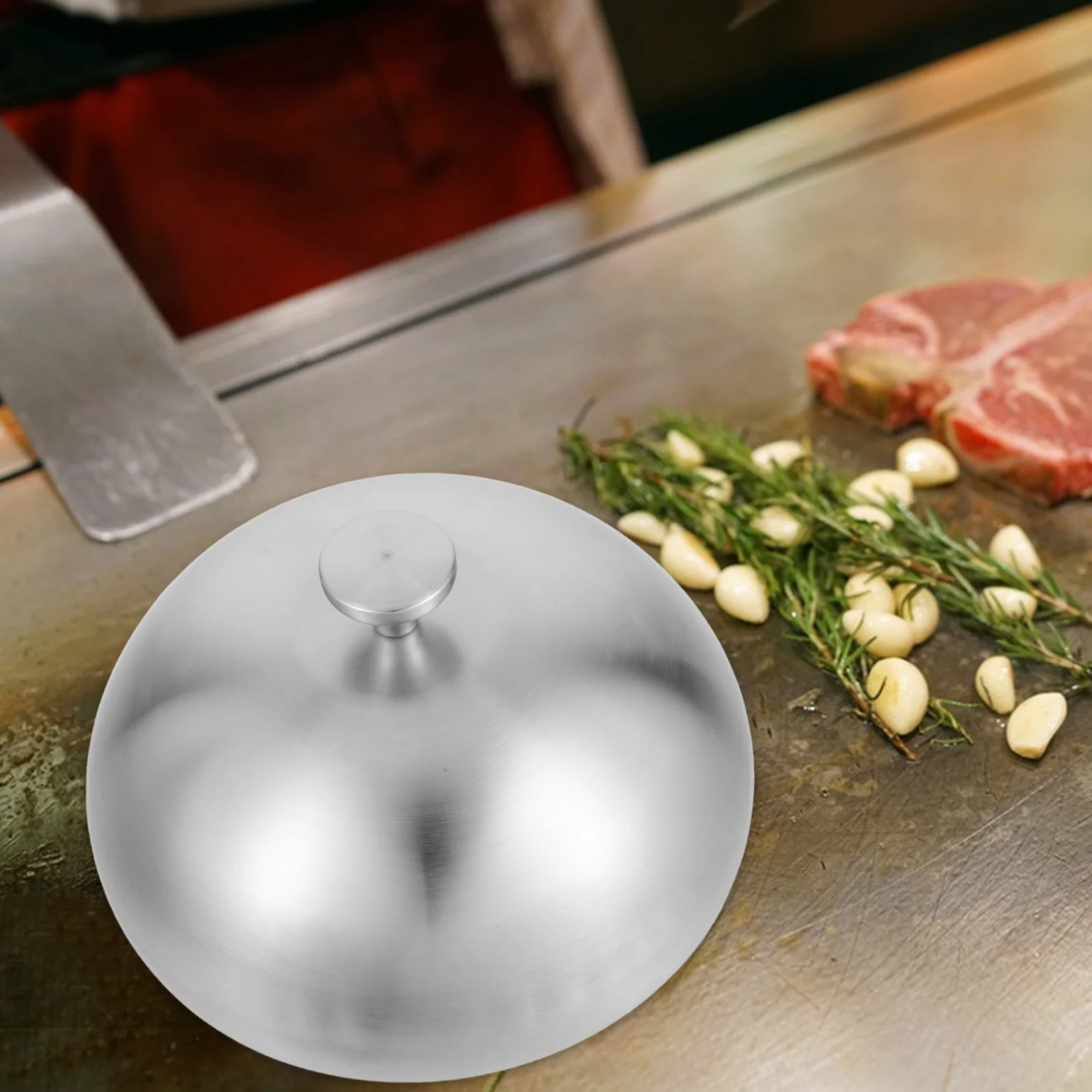 

Stainless Steel Food Dome Round Basting Cover Serving Plate Dish Dome for Steak Seafood Cake Home Restaurant 23Cm