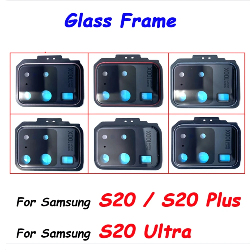 New Back Rear Camera Glass Lens Frame Holder Cover with Sticker For Samsung S20 Fe / S20 Ultra / S20 Plus / S20 Glass Lens Frame