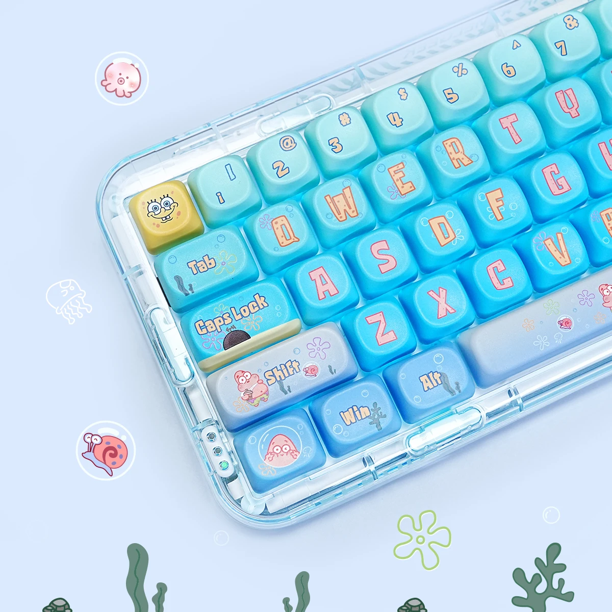 148 Key Spongebob Pie Big Star Theme Key Cap Cartoon Big Complete Moa Highly Thermally Sublimated Girl Mechanical Keyboard