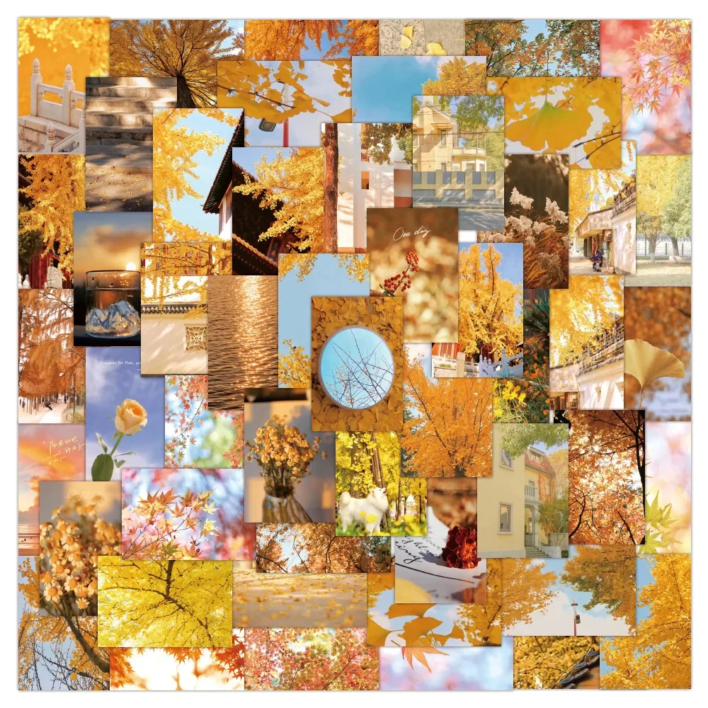 10/30/50PCS Green Gentle Sunset Autumn Scenery Pattern Stickers Series Sky Small Fresh INS Graffiti Decorative Guitar Wholesale