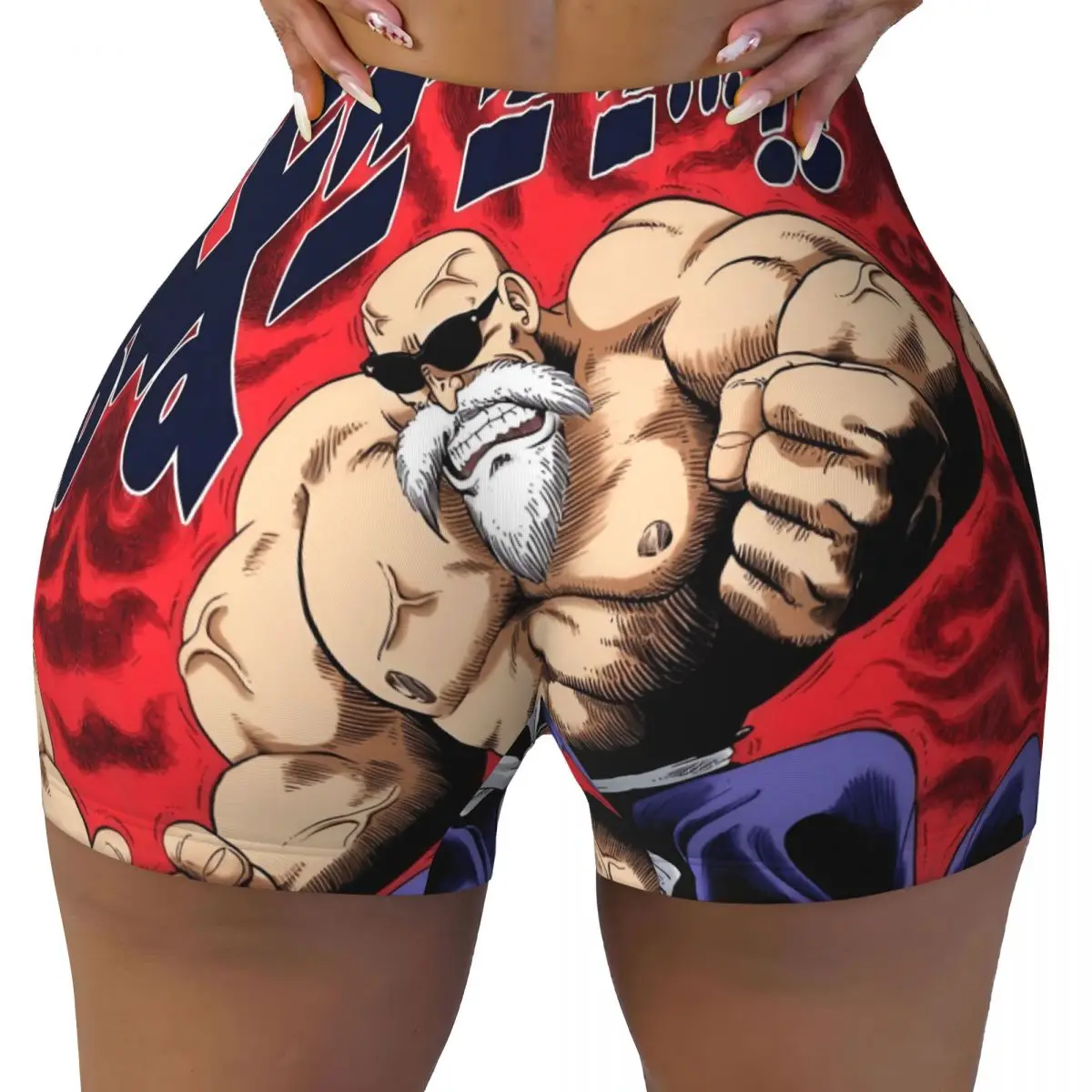 Shorts Deportivos Personalizados de Anime Master Roshi para Mujer, Shorts de Gimnasio, Yoga y Ejercicio