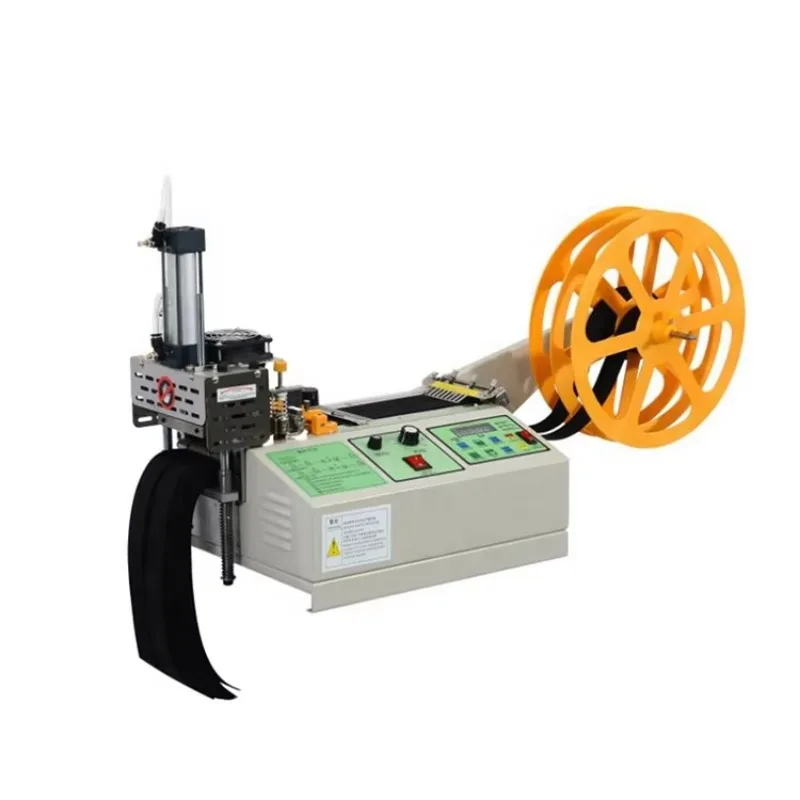 

Labor Saving Automatic Satin Hot Cake Ribbon Fabric Cutter Machine With Collection