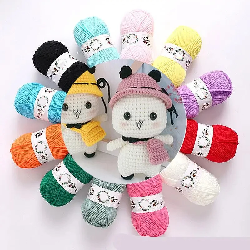 5 Strand Milk Cotton Knitted Scarf Doll Thread Handmade DIY Yarn Ball Crochet Material Bag