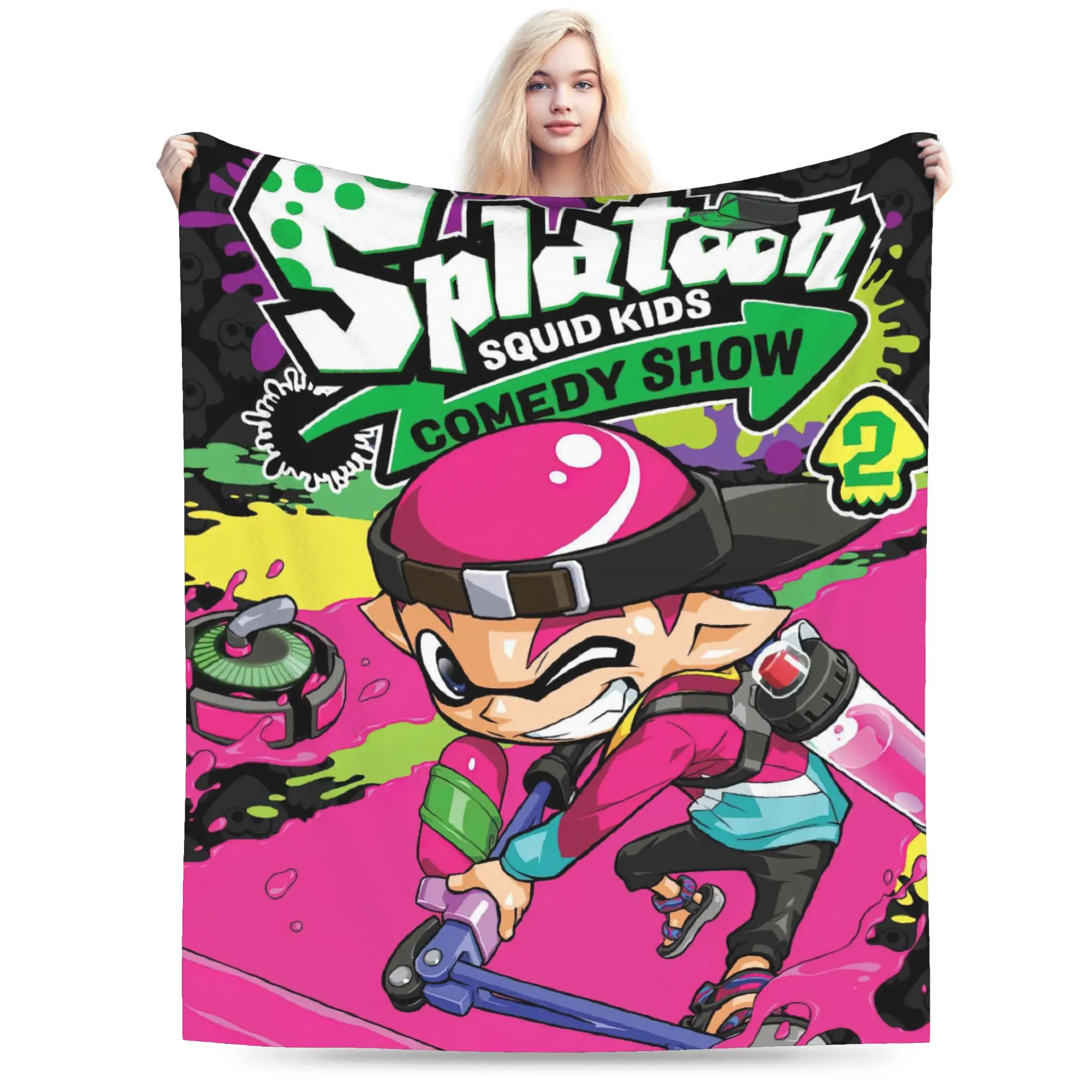 

Splatoon Game Blanket Fleece Summer Portable Lightweight Throw Blanket for Home Car Rug Piece