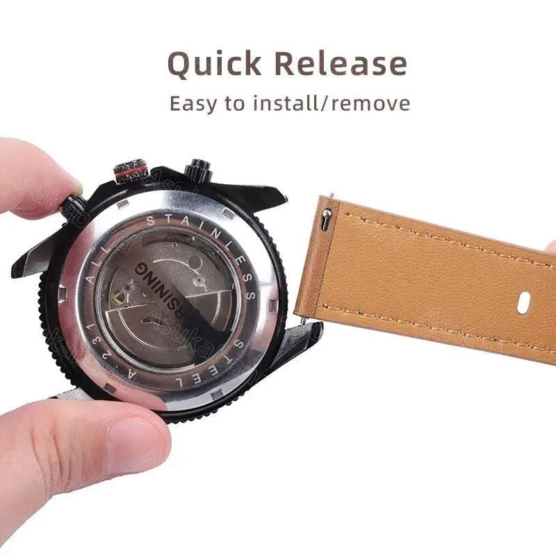 20mm 22mm Leather Watch Strap Band for Huawei Gt 2 3 Pro New for Samsung Galaxy Watch 4 for Amazfit GTR Bracelet Wrist Belt Blue