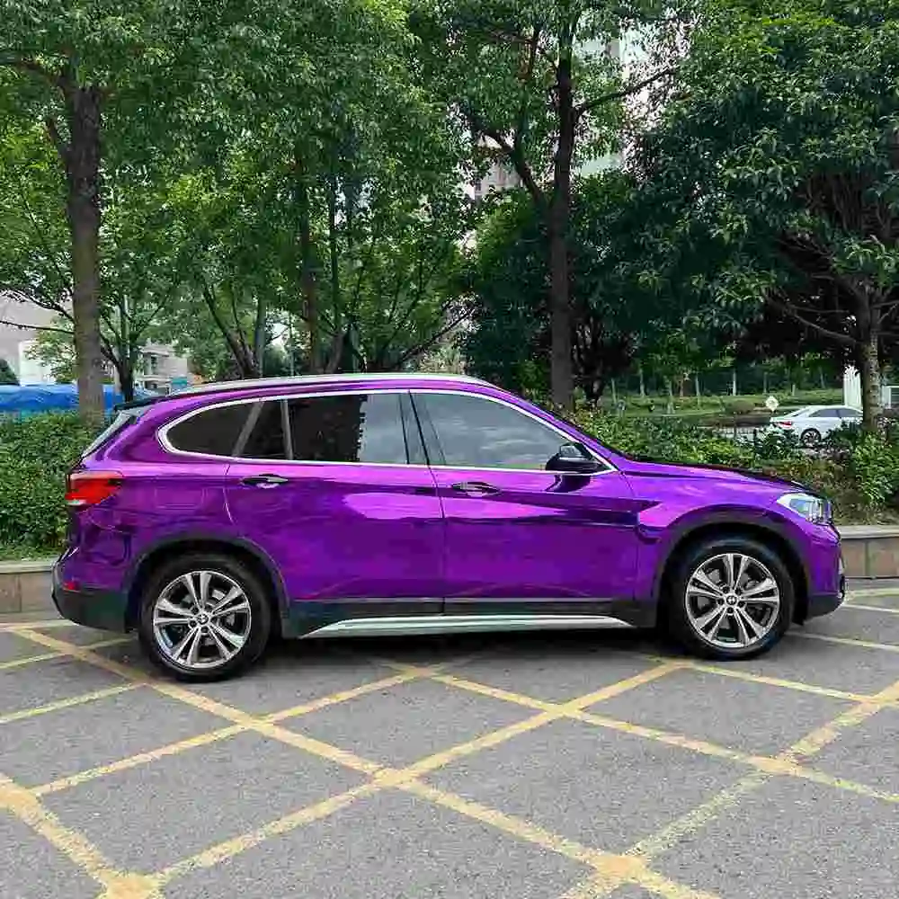 Hight Quality 1.52X17M Air Bubble Free Stretchable Mirror Chrome Purple Wraps Sticker Car Wrapping Film view 4