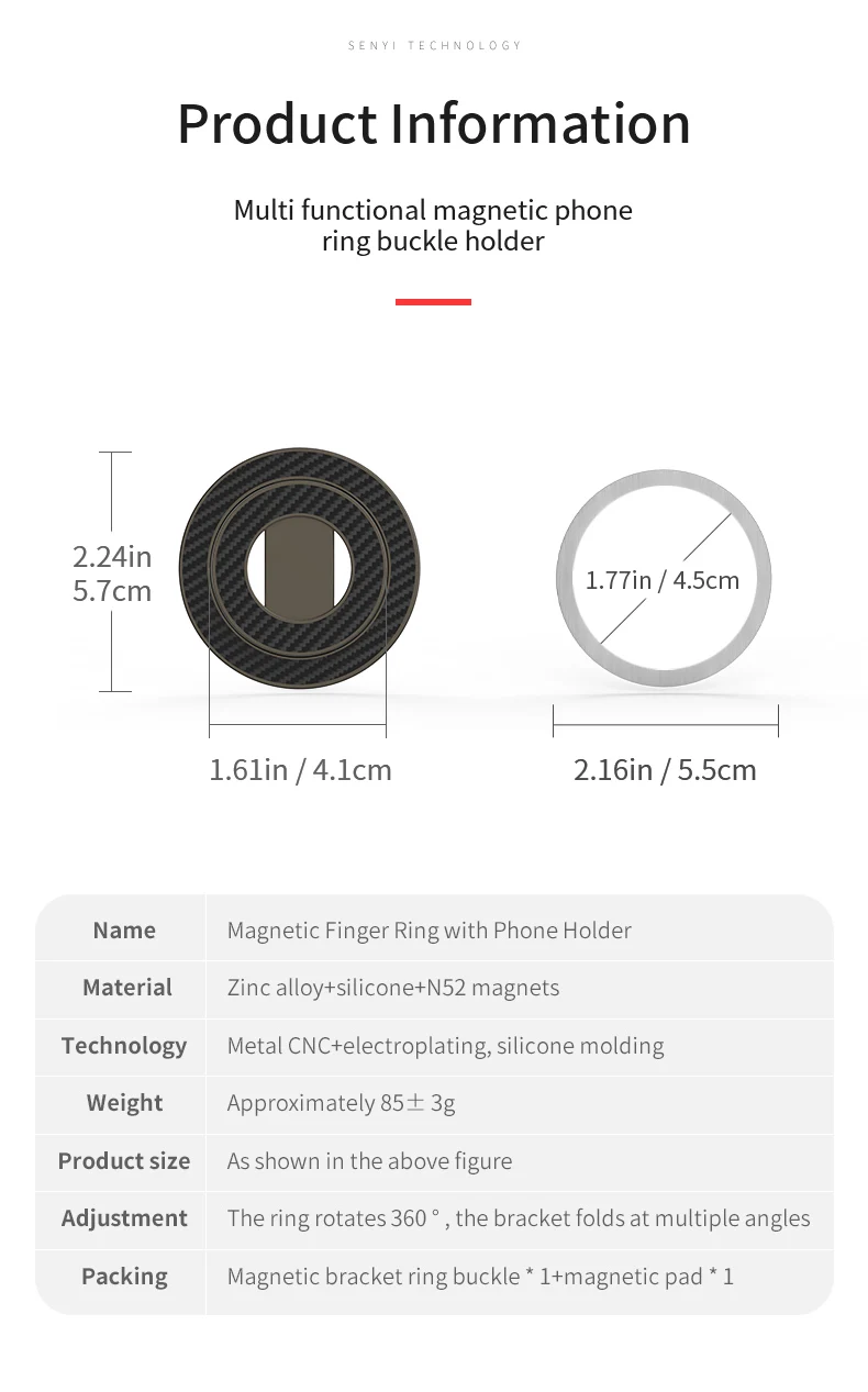 Kohlefaser-Doppelseitiger Magnetischer Telefonringhalter für MagSafe Magnetischer Handygriff-Ständer für iPhone 12-16 Serie – Detail 13