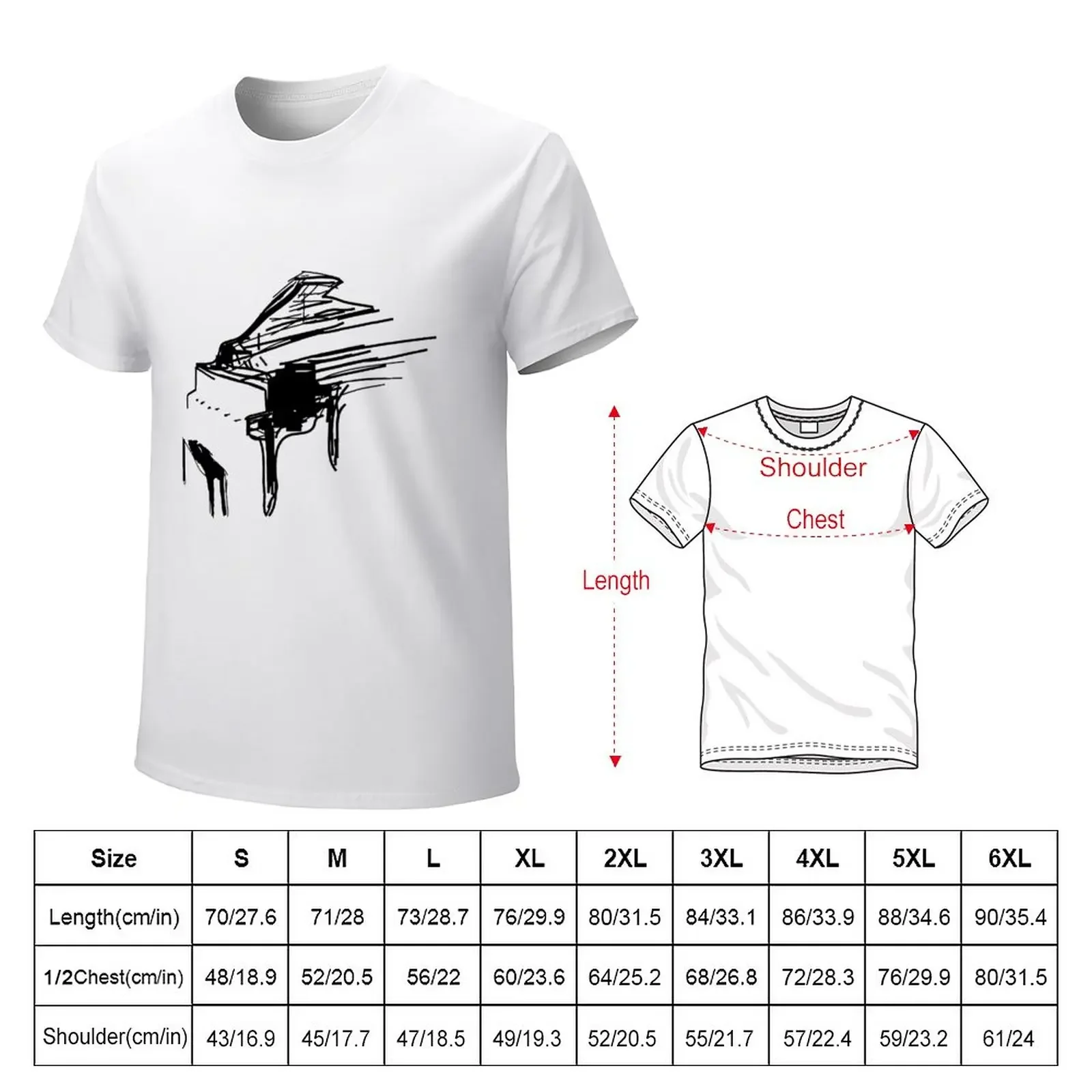 Piano T-Shirt blacks blanks heavyweights customizeds t shirts for men cotton