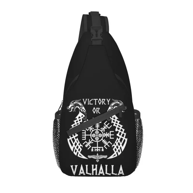 Fashion Victory Of Valhalla Viking Sling Tassen Voor Fietsen Camping Mannen Viking Symbool Crossbody Borst Rugzak Schouder Dagrugzak