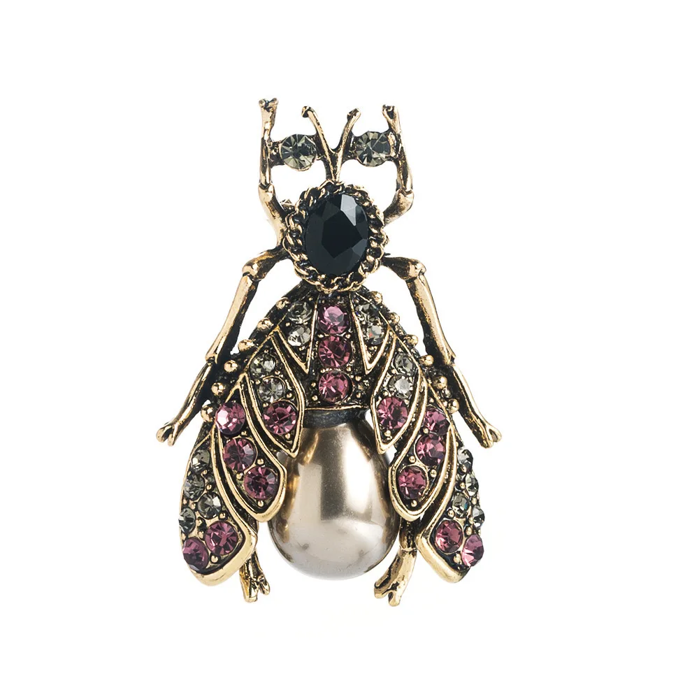 

Rhinestones Insect Metal Brooch Pin For Women Unisex Luxury Vintage Pearl Bee Brooches Women's Party Jewelry Accessories Gifts
