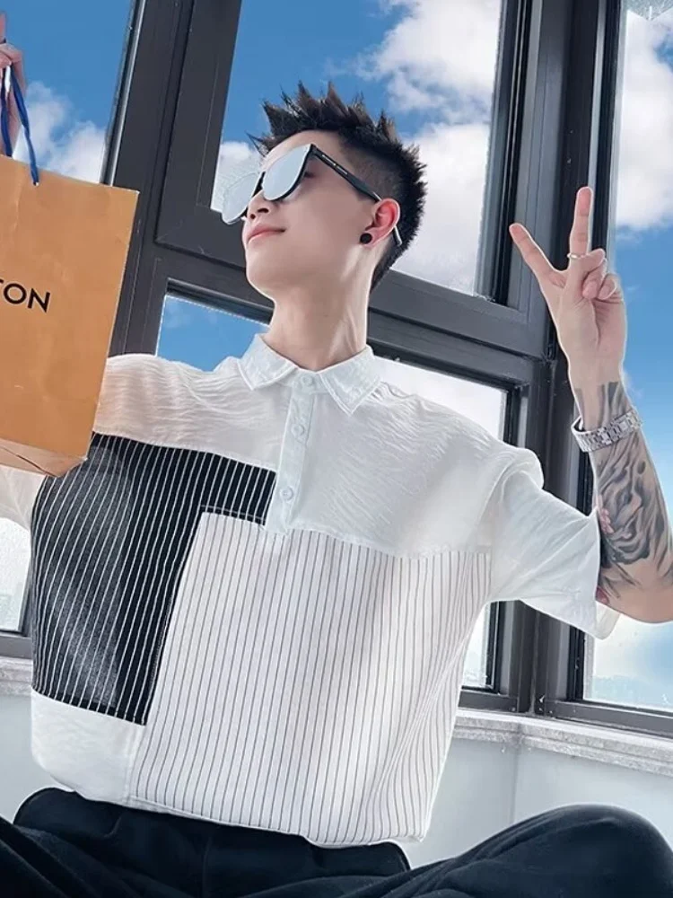 Men's Casual Shirts Versatile Collared Shirt 2025 Summer New Short Sleeve Korean Style T Shirt Top