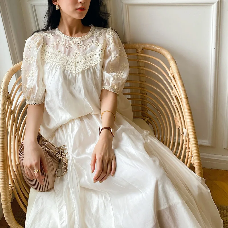 

Summer Thin Tencel Shirt Women's French Style Temperament Lady Socialite Style Women's Shirt European Goods Lace Stitching Coat
