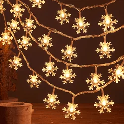 Cadena de luces LED de copos de nieve, guirnalda alimentada por batería/USB, decoraciones navideñas de Año Nuevo, Noel, Navidad