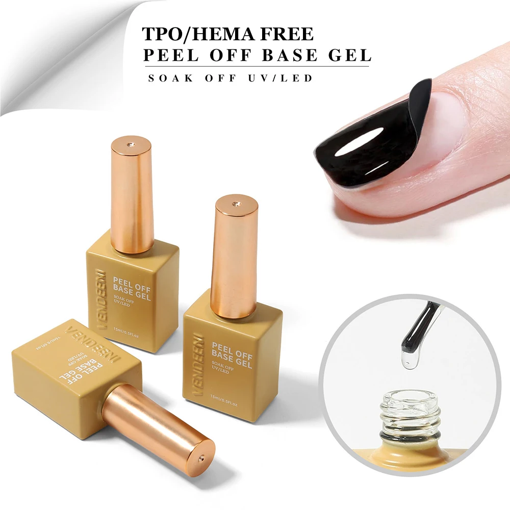 Vendeeni TPO HEMA FREE Easy Peel Off Base Coat Gel Nagellack No Need Remover UV Soak Off Gel Lack Protect Nail Water Gel