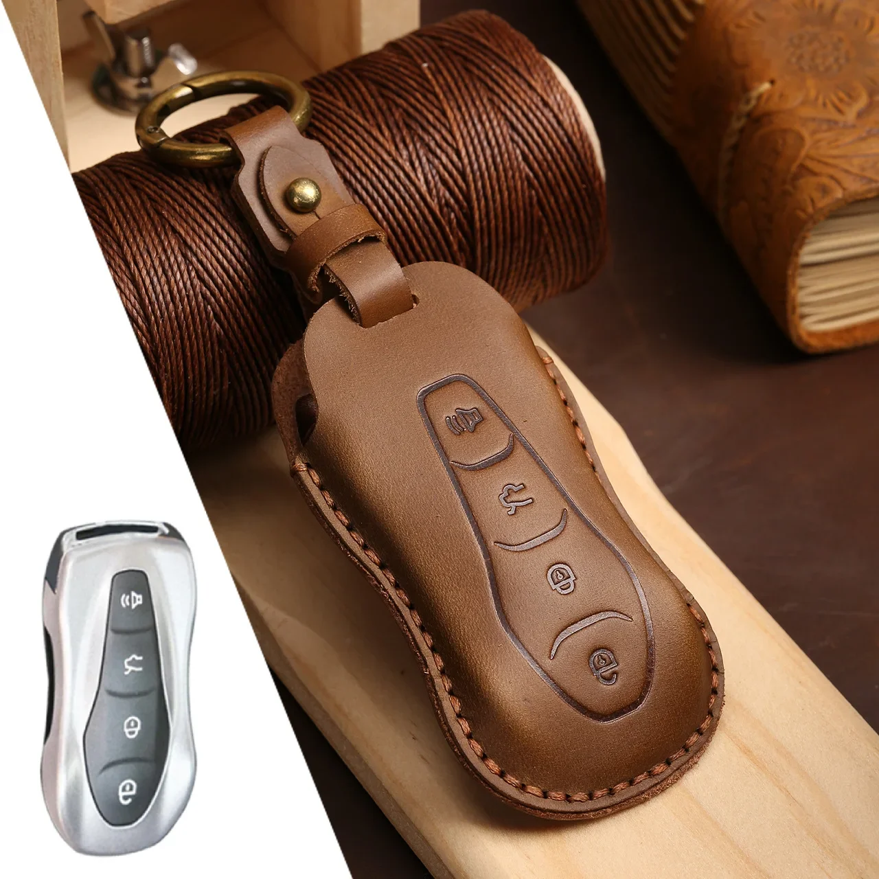 Leather Car Key Case Full Cover for Geely Tugella Azkarra Xingyue Boyue Pro Key Shell Holder Keychain Protector