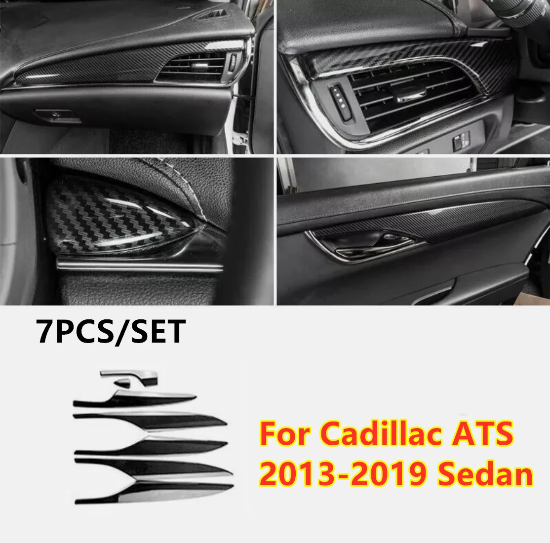 

7 шт., накладка на дверную панель из углеродного волокна для Cadillac ATS 2013-2019
