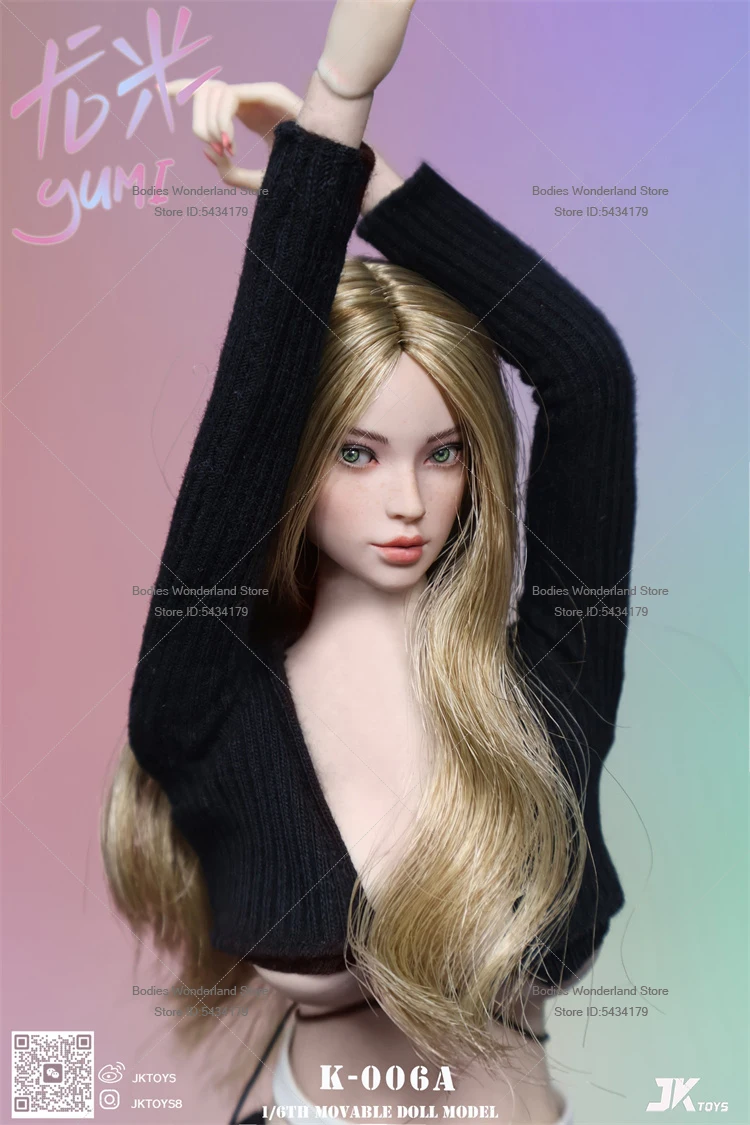 JKTOYS K-006 Масштаб 1/6 Красота Ю Ми Голова Резьба Подвижные Глаза Смешанная Гоночная Женская Голова Солдата для 12-дюймовой Фигурки Куклы Тело
