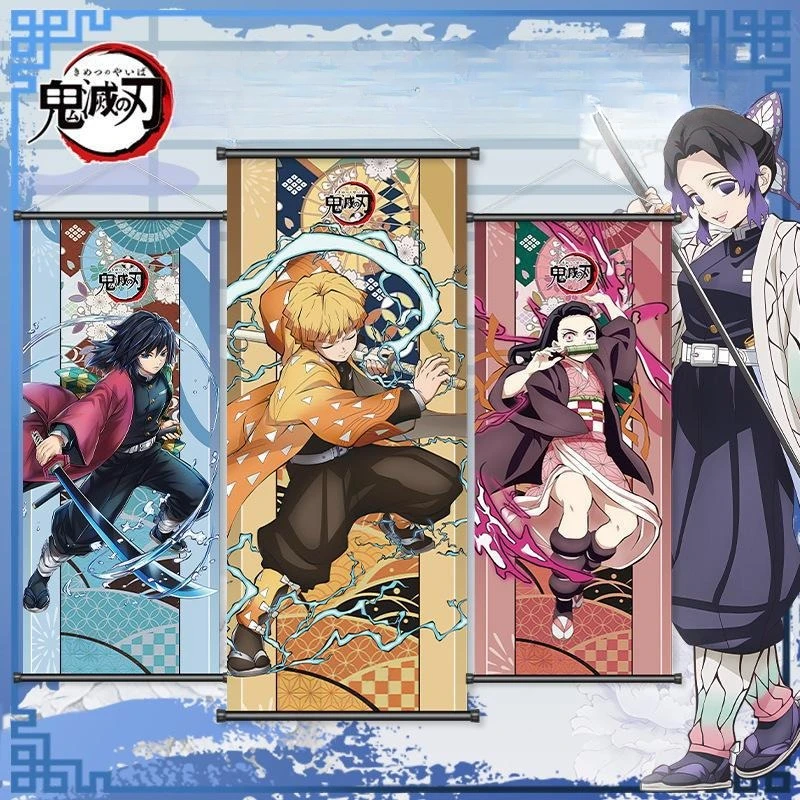 

Demon Slayers Anime Wall Scroll Poster Nezuko & Shinobu Kocho 2D Art Home Decorative Supplies Gift