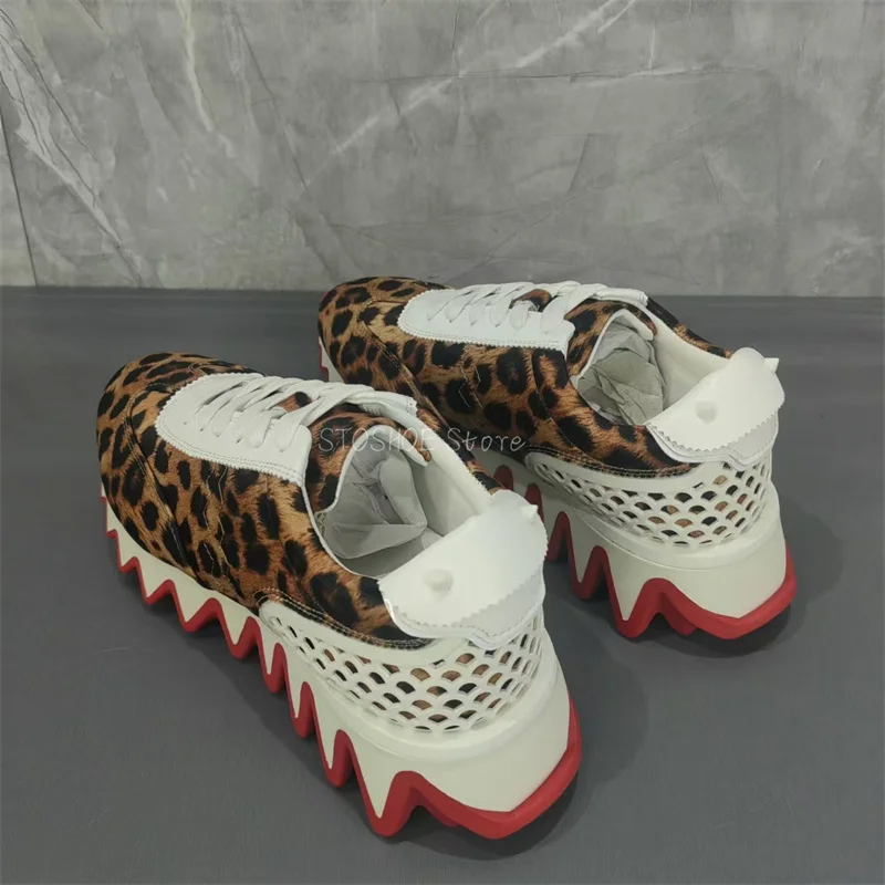 Leopard Print Fashion Casual Shoes for Men and Women Size 35-47 Lace Up Sports Shoes Handmade High Quality Brand Design Sneakers