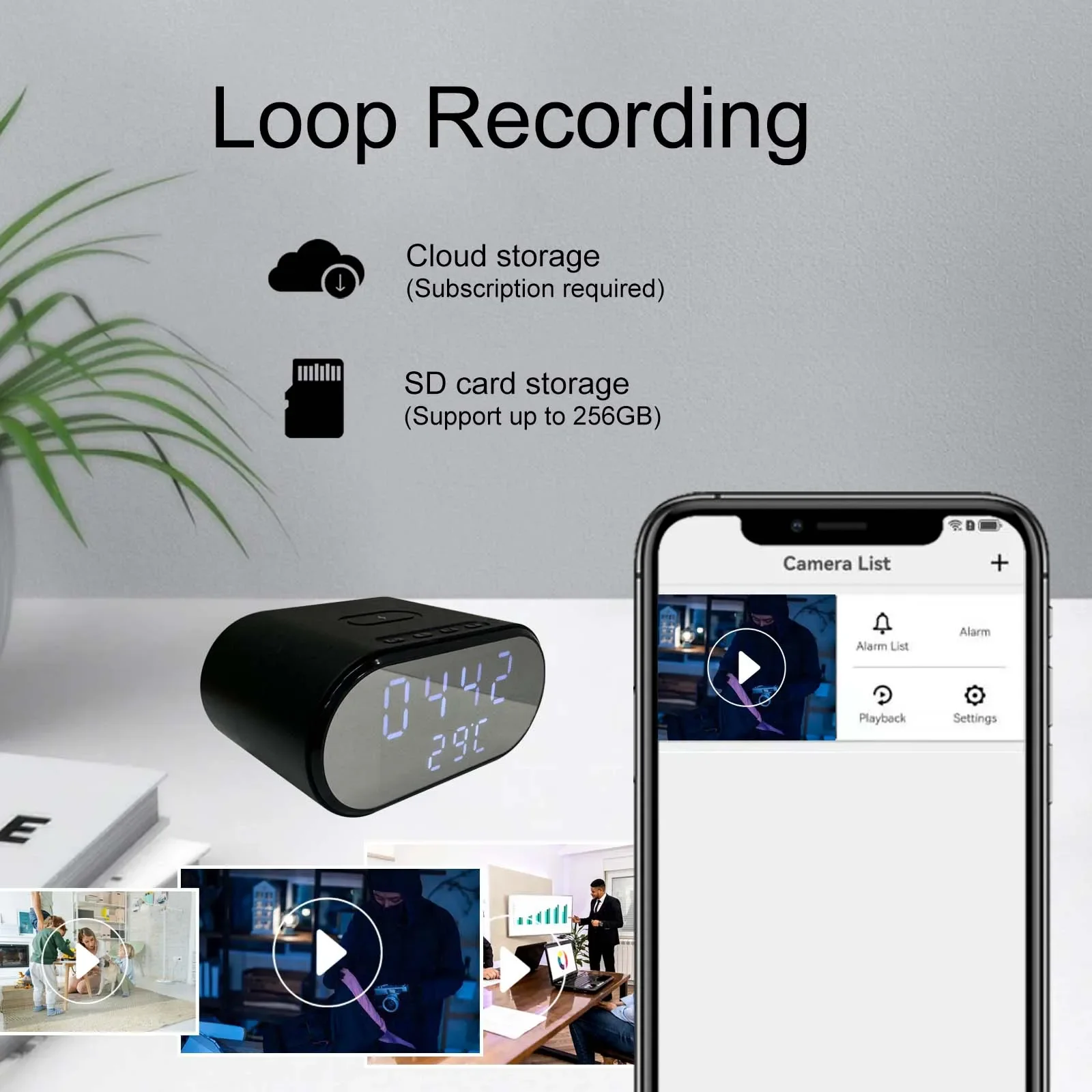 Smart 4K HD Clock Camera with WiFi, Motion Detection, App Control & Wireless Charging – Ideal for Indoor Security Monitoring - Image 5
