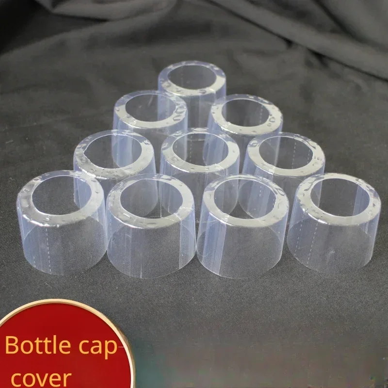 

200pcs Bottle Mouth Shaped Sleeve Heat Stereotypical Packaging Tube Transparent Glass Bottle Cap Head Heat Shrink Film Sheet