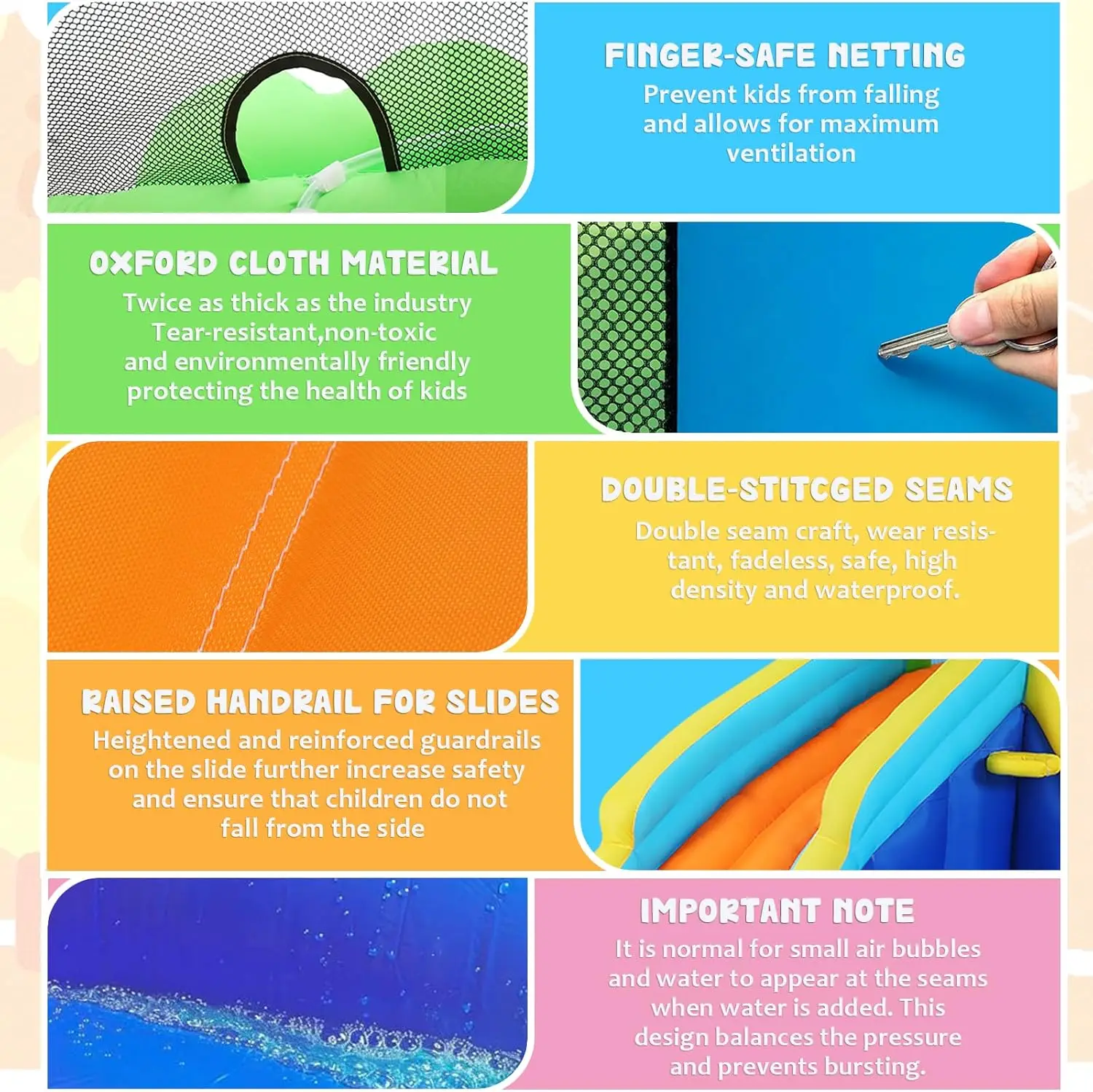 子供用インフレータブルウォータースライド、8in 1、ウォータースライド、450wブロワー付きインフレータブル、2つの銃、クライミングウォール、SPL、ウォーターパーク、152x138x89"