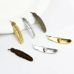Retro Zinc Alloy Bronze Feather Decorative Buttons CONCHO Charms Pendant 6pcs For DIY Accessories
