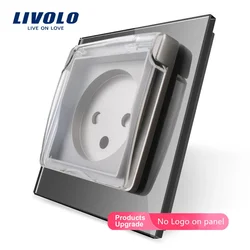 Livolo Israel Standard Power Socket,Crystal Glass Panel, AC 100~250V 16A, VL--C7C1ILWF,with the Waterproof Cover,Light Switch