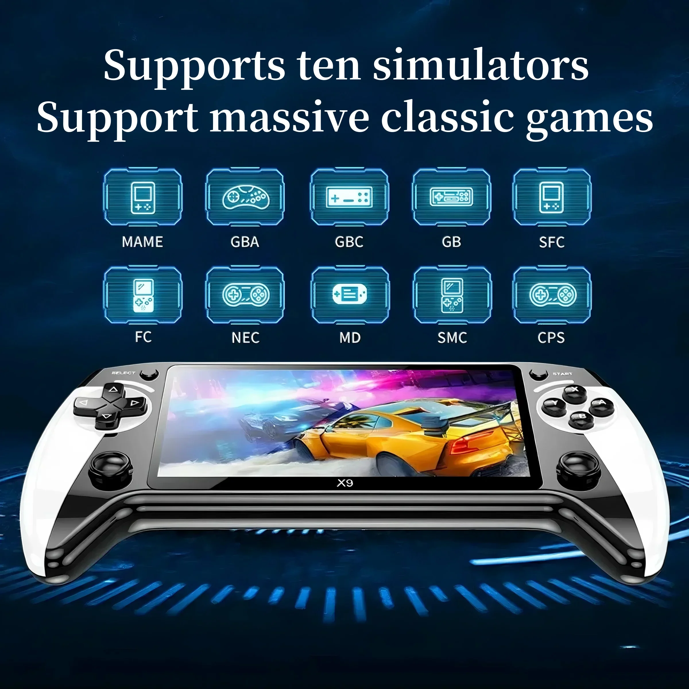 وحدة تحكم ألعاب X9 5.5 بوصة عالية الدقة IPS تدعم مخرج P1 Arcade Hd لعصا التحكم المزدوج GB GBA GBC