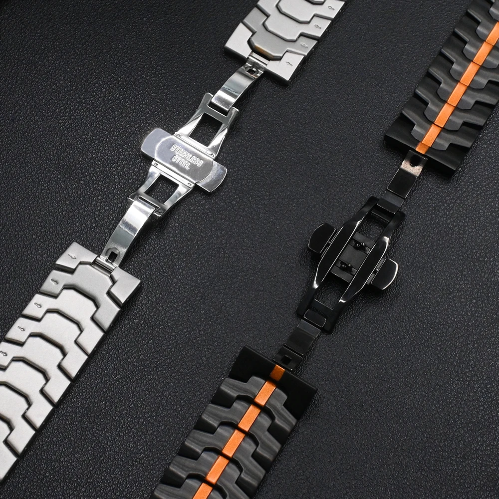 Męski metalowy pasek do Samsung Galaxy Ultra 7 47mm BEZ szczelinowa opaska ze stali nierdzewnej do Samsung Galaxy Ultra 47mm czarno-złota opaska do zegarka