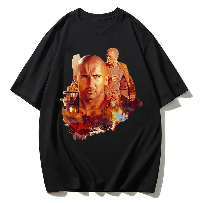 Vintage Michael Scofield Shirt Prison Break Streetwear Tv Series Y2k Aesthetic Clothing T-shirt Harajuku Top Short Sleeve Men