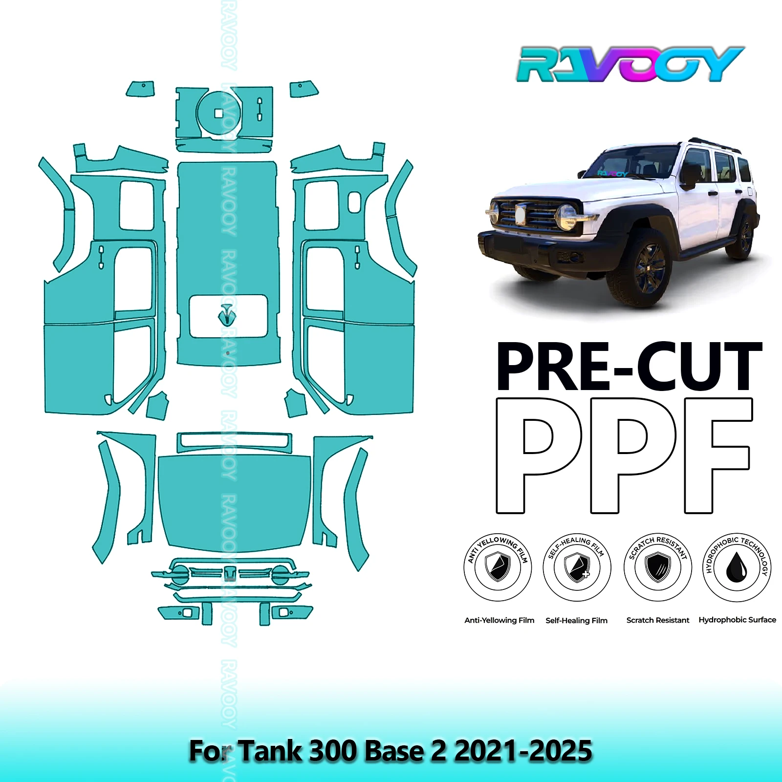 Full Vehicle Clear Bra Precut PPF Paint Protection Film For Tank 300 Base 2 2021-2025